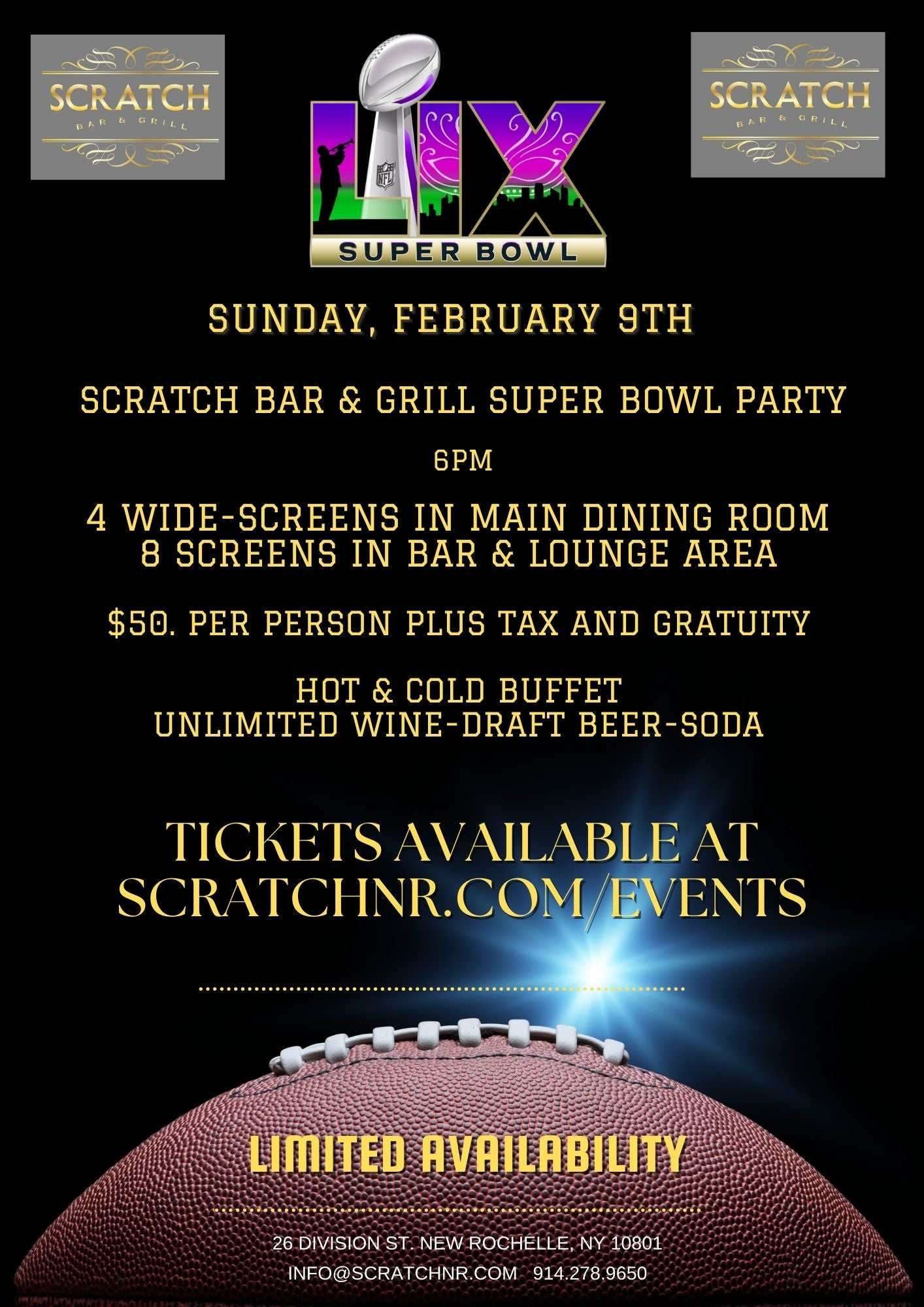 Scratch Bar & Grill Super Bowl Party